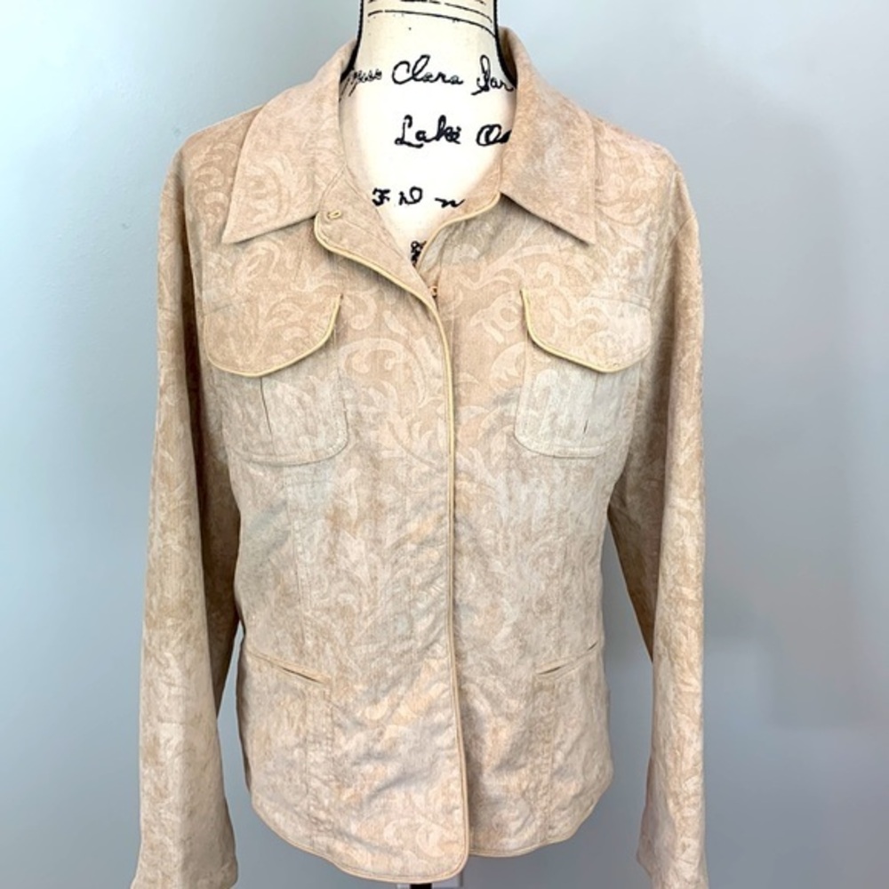 Chico’s  Micro Corduroy Jacquard Palia Jacket in Camel NWT